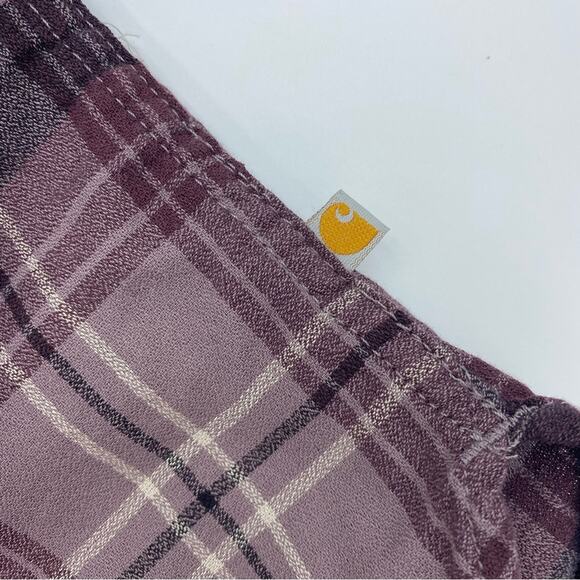 Carhartt Shirt Women’s Medium Fairview Western Plaid Purple & Brown Gorpcore - Picture 5 of 9